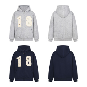 2025 moda suelta letra parche bordado americano Retro Sudadera con capucha chaqueta para parejas algodón otoño - Product Image 5