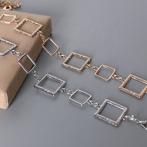 レディース服アクセサリーファッショナブルなゴールドとシルバースクエア合金ベルトウエストチェーン - Product Image 2