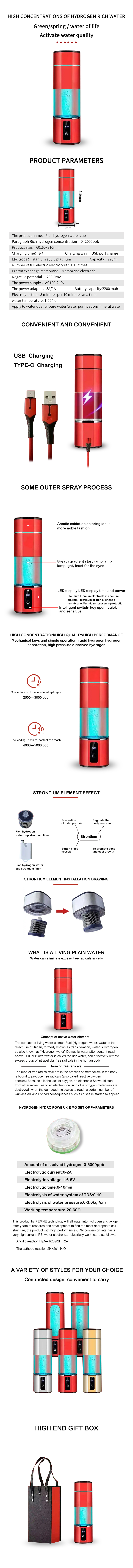 Generator Bottle Ionizer Hydrogen Water Cup