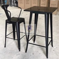 Mobilier commercial à revêtement en poudre bon marché table et chaises de bar industrielles vintage empilables en métal
