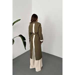 Gabardina Larga Vintage para Mujer, Color Beige Caqui, con Cinturón y Decoración de Rayas en la Espalda, Impermeable, Rellena de Algodón, para Invierno, Venta al Por Mayor - Product Image 1