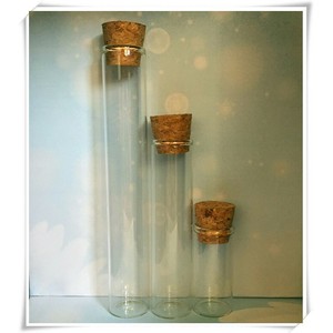 Tubes à essai 20x120mm avec bouchons en liège, fond plat, ouverture plate, verrerie de laboratoire - Product Image 1