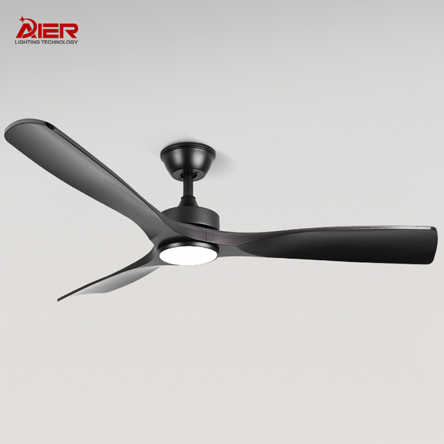 52 Inch Modern DC Motor Ceiling Fan with Light 3 Blade ABS Material 3 Color Dimmable LED Lighting for Home Living Room Bedroom