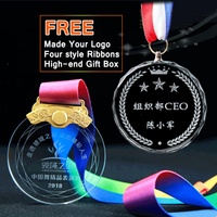 Medallas de Cristal Personalizadas con Logotipo Grabado en 2D, Diseño Troquelado e Impreso, con Caja de Regalo para Maratón, Carreras y Deportes, Venta al Por Mayor
