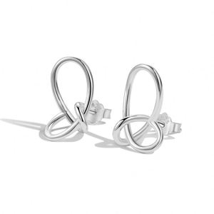 Dylam Simplicity Design 925 Sterling <b>Silver</b> Rhodium Plated Dainty Curve Geometric Jewelry <b>Stud</b> <b>Earrings</b> for Women Daily Dress up - Product Image 1