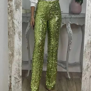 <span class=keywords><strong>Pantaloni</strong></span> <span class=keywords><strong>Eleganti</strong></span> King Mcgreen Star <span class=keywords><strong>con</strong></span> Paillettes, <span class=keywords><strong>Vita</strong></span> Alta, Gamba Larga, Slim Fit, Luminosi, Tinta Unita, Elastici, Streetwear - Product Image 1