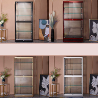 Full Vision Aluminium glas Tall Shop Vitrine Spielzeug figur Vitrine mit verstellbaren Glas regalen und LED-Licht