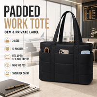 Sac fourre-tout de travail personnalisé OEM rembourré avec 13 poches, en tissu résistant à l'eau, avec compartiment pour ordinateur portable, idéal pour le bureau, les voyages d'affaires et les trajets quotidiens
