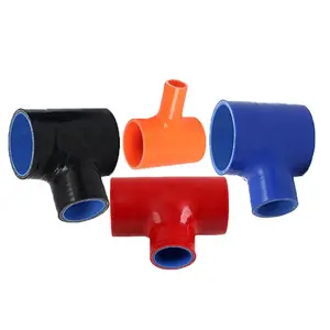 Tuyau coupleur en Silicone, tube Flexible résistant à la chaleur, en forme de T, bleu, noir, rouge, 2 m, 4 plis