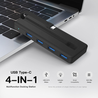 Lumière RVB USB C HUB USB3.0 Type C Multi 4 Ports Splitter USB C Hub 4 Ports Pour Xiaomi Macbook Pro Air Pc Ordinateur Portable Ordinateur Portable