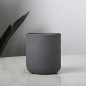 Pot de bougie <span class=keywords><strong>en</strong></span> céramique pour décoration de la maison, cylindre, logo personnalisé, mat, couleur unique, vide, noir mat - Product Image 1
