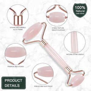 Pure Natural Rose Quartz <b>Jade</b> <b>Roller</b> GuaSha Stone Massager-Wrinkle Remover Face Lift Skin Rejuvenation Facial Massage Tool for - Product Image 6