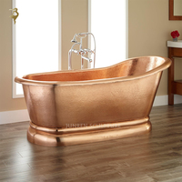 Baignoire autoportante en cuivre patiné artisanale de luxe pour hôtel, baignoire en cuivre antique
