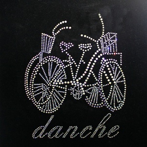 Conception personnalisée Rhinestone Logo Bicycle Design Design de transfert de chaleur Hotfix Rhinestone Template Pattern Transfer Bike Design - Product Image 1