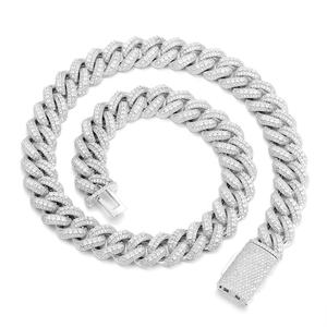 OUGEPHELI 15mm 3 filas Hip Hop Iced Out CZ Zircon <span class=keywords><strong>Collar</strong></span> De Candena Cubana Eslabones Cubano <span class=keywords><strong>Collar</strong></span> Miami Cuban Link Chain - Product Image 2