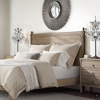 Lit en bois massif de style américain RH, meubles de chambre à coucher en chêne vintage