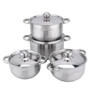 Hot Selling 8 Stuks Voorraad Pot Inductie Braadpan Camping Rvs Kookgerei Set Voor De Keuken