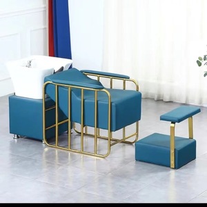 Sillón de Peluquería Moderno de Cuero PU con Lavabo de Acero Inoxidable, Masaje de Cuero Cabelludo, Spa, Uso Comercial - Product Image 4