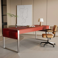 Bureau en bois massif avec table à thé et armoire latérale intégrées haut de gamme