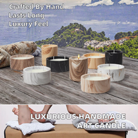 Bougie artisanale de décoration d'intérieur luxueuse personnalisée, cire de soja longue durée avec pot en céramique et grain de marbre en bois parfumé