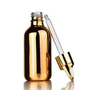 Garrafa de óleo essencial galvanizada, 15ml, 30ml, 60ml, ouro, prata, vidro, com garrafa de ouro, gotejador, venda imperdível