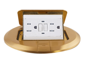 Qualitätszertifizierte Bodensteckdose aus Messing/Goldkupfer mit GFCI-Stecker, 2 Ausgängen, USB-C-Anschlüssen, Manipulationsgeschützt und Selbsterdendend - Product Image 2