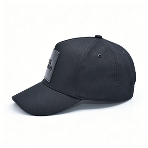 Black Structured <b>Baseball</b> <b>Cap</b> Custom Debossed Leather Patch Hat Unisex Premium Cotton Twill Sporty Common Streetwear <b>Cap</b> for - Product Image 2