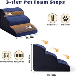 <span class=keywords><strong>Rampe</strong></span> d'escalier carrée pour chien, lit surélevé, antidérapante, équilibrée, marchepied pour animaux de compagnie, intérieur, gris foncé - Petits chiens, chats, <span class=keywords><strong>amovible</strong></span>, lavable, mousse - Product Image 1