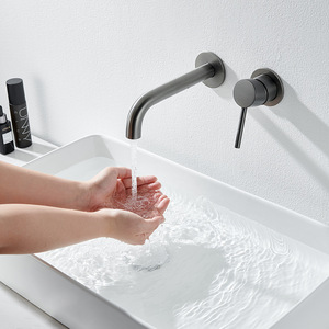 <span class=keywords><strong>Miscelatore</strong></span> per Lavabo Sdoppiato Caldo e Freddo a Incasso in Ottone 59-1 Stile Moderno Cromo, Grigio Canna di Fucile e Nero - Product Image 3