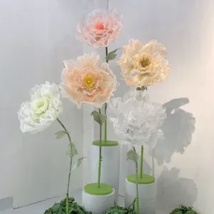 Q125 Hot Sale Wedding Props Automatic Giant Flower Electric Open And Close Flower Wedding Decoration Artificial Organza Flower