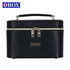 Trousse de maquillage OBOX avec miroir, grande capacité, sac cosmétique pour femmes, rangement portable pour voyage, couleur unie, velours côtelé, poignée souple - Product Image 5