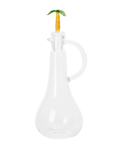Vente en gros de vinaigre à huile en verre vintage transparent personnalisé Pot d'huile d'olive avec couvercle en forme de palmier - Product Image 1
