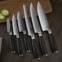 Couteau Santoku OEM martelé en acier Damas