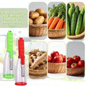 Pelador de Verduras Autónomo con Recolector de Cáscaras Integrado, Cuchilla Afilada de Doble Acción, Tapa Desmontable, Grado Alimenticio, Diseño Ergonómico para Cocina - Product Image 4