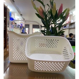 HALO Contemporary <b>Plastic</b> Laundry <b>Basket</b> with Handles Woven Storage Design for Clothes Toys Bathroom Bedroom Home Organizer - Product Image 1