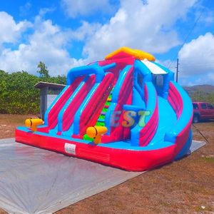 Customize Dual lane 3 <strong>Slides</strong> Playground Water <strong>Slide</strong> Inflatable Bouncer Combo Waterslide <strong>With</strong> <strong>Pool</strong> Inflatable Water <strong>Pool</strong> <strong>Slide</strong> - Product Image 3