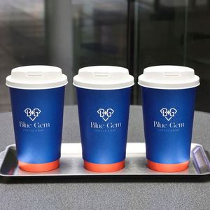 Custom logo 16oz Disposable Coffee Paper <b>Cup</b> with Lid,Cardboard Paper Juice <b>Cups</b>, Double Wall <b>Bubble</b> <b>Tea</b> Hot Drink <b>Cup</b> - Product Image 2