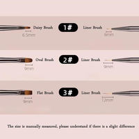 Produk baru 3 buah Set kuas kuku Gel nilon ujung ganda lukisan Liner Detail transparan mewah