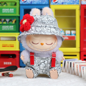 Vêtements pour poupée Labubu 17 cm, ensemble de dessinateur de bande dessinée, tenue trois pièces avec chapeau et salopette pour accessoires de jouets de collection - Product Image 1