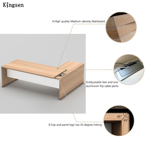 Escritorio Ejecutivo Extensible con <span class=keywords><strong>Altura</strong></span> Ajustable, <span class=keywords><strong>Mesa</strong></span> de Computadora Moderna de Madera para Gerentes - Product Image 6