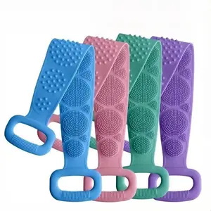 Brosses et éponges de bain en silicone pour le dos avec sangle de douche allongée pour exfoliation et massage, pour une propreté cutanée améliorée - Product Image 1