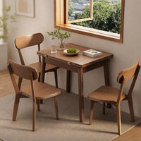 Ensemble de table à manger pliante en bois massif pour gagner de la place, table rectangulaire pliable avec chaises pour petit appartement, cuisine