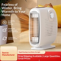 Ventilateur de bureau rond 500W avec commande rotative, double chauffage, idéal pour garder au chaud le bureau, le coin lecture et la chambre pendant l'hiver