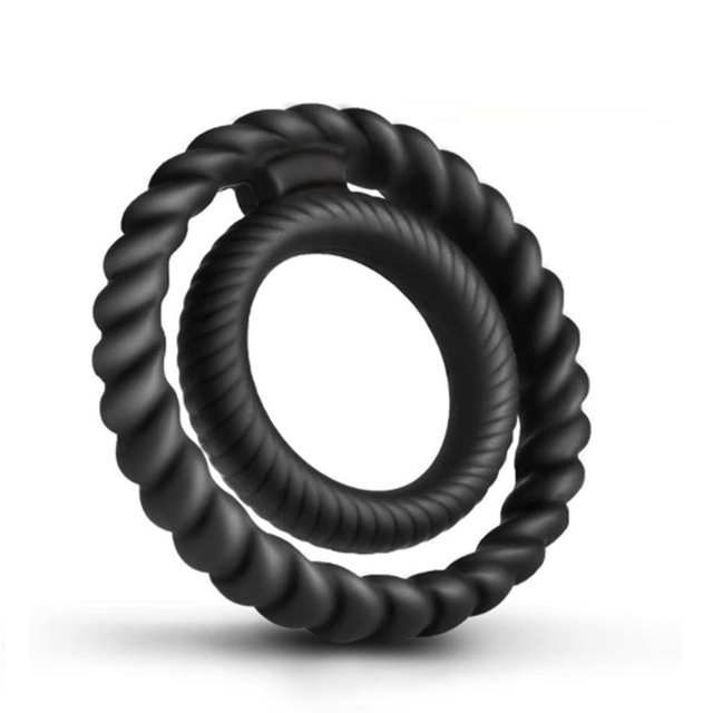 Penis Enlargement Ejaculation Stamina Exercise Silicone Male Strap-On Pleasure Double Cock Ring for Men Adult Sex Toys