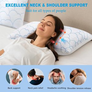 Bantal busa memori pendingin robek, untuk tidur 2 pak bantal tempat tidur dingin bambu berongga lembut - Product Image 4