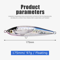 97g 175mm Tête Dip Ball Flash Lame Seafishing Stickbait Leurre De Pêche Flottant Crayon Leurre GT Thon Appât Artificiel