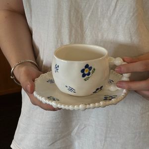 <b>Cute</b> Cartoon Flower Ceramic Coffee Cup and Saucer - a Girl's Favorite - Product Image 1