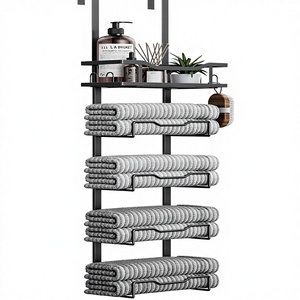 Organizzatore da appendere sopra la <span class=keywords><strong>porta</strong></span> in metallo <span class=keywords><strong>per</strong></span> <span class=keywords><strong>bagno</strong></span>, <span class=keywords><strong>porta</strong></span> <span class=keywords><strong>asciugamani</strong></span> a 6 livelli senza foratura <span class=keywords><strong>per</strong></span> piccoli bagni - Product Image 1