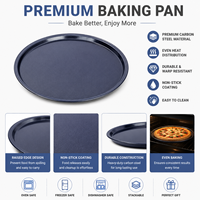 XINZE baki hidangan memanggang bulat baja karbon, kustomisasi antilengket nampan Pizza bulat untuk Oven