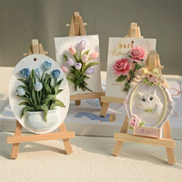 JIN PENG Handmade 3D Gypsum Relief Painting White Base Sunflower DIY Graffiti for European Wall Decor